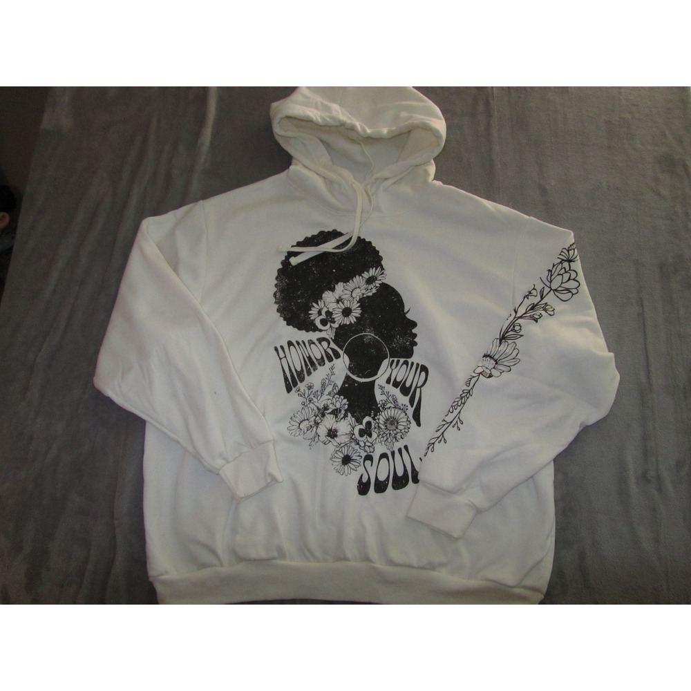 Modern Lux Honor Your Soul White Floral Graphic Hoodie XXXL JJ5053 Mens Womens